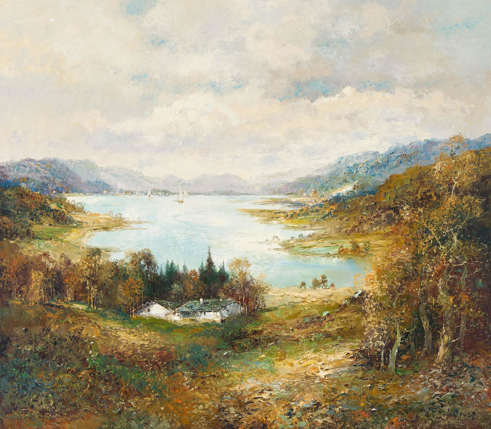 Willi Bauer - Valley Lake: Lot 217 Willi Bauer German (b. 1923) Valley Lake oil on canvas (unstretched) signed lower right 29 1/2 x 34 inches Provenance: From the collection of a fourth-generation New York art gallery