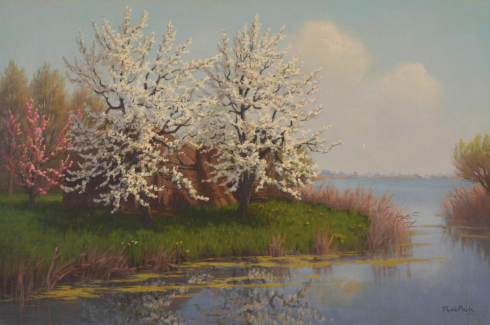 J.L. van der Meide - Blossom Tree: Lot 223 J.L. van der Meide Dutch (1910-1987) Blossom Tree oil on canvas (unstretched) signed lower right 26 x 37 3/4 inches Provenance: From the collection of a fourth-generation New York art galler