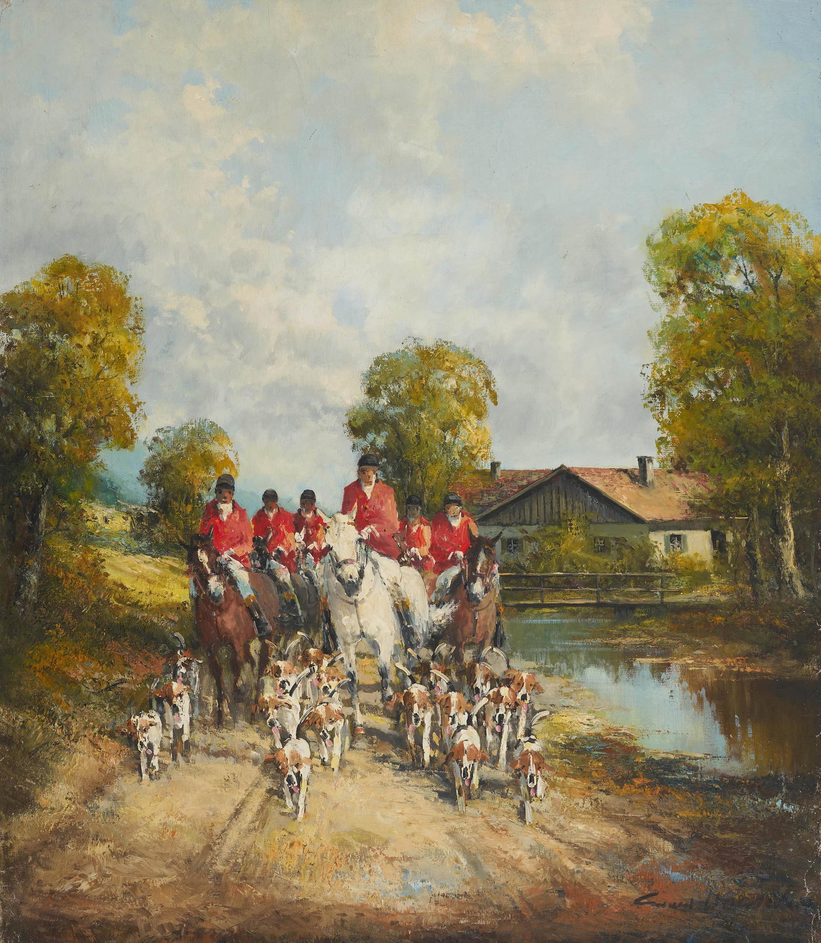 Kurt Heyden - Hunt: Lot 243 Kurt Heyden German (b. 1936) Hunt oil on canvas (unstretched) signed lower right 33 3/4 x 29 1/4 inches Provenance: From the collection of a fourth-generation New York art gallery