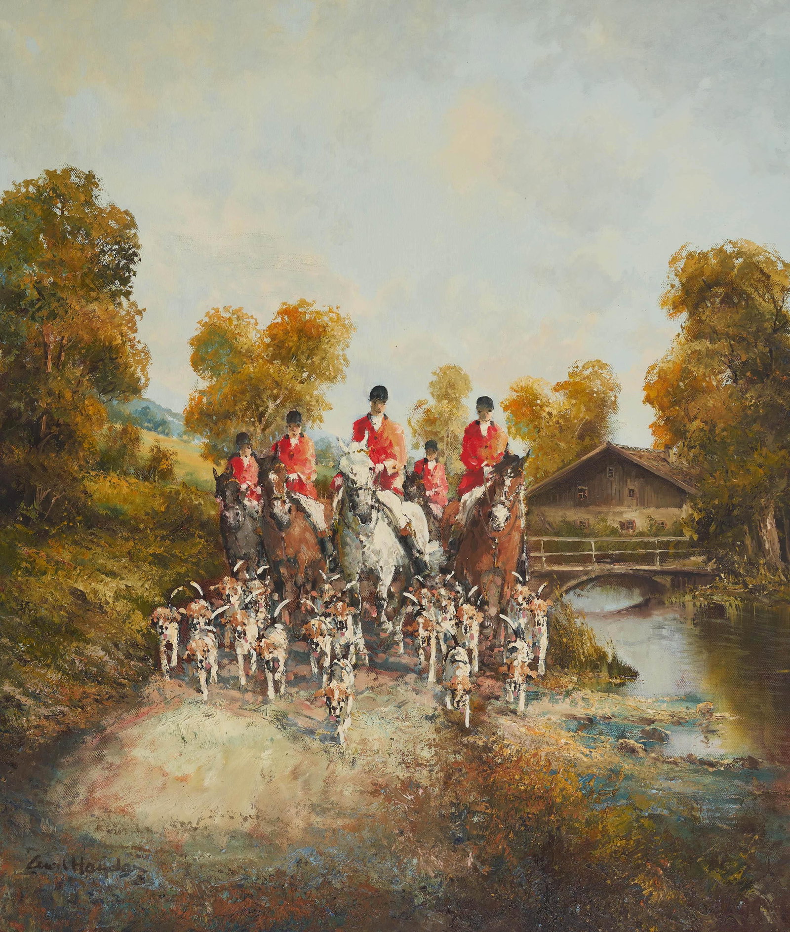 Kurt Heyden - Hunt: Lot 244 Kurt Heyden German (b. 1936) Hunt oil on canvas (unstretched) signed lower left 34 1/2 x 30 1/4 inches Provenance: From the collection of a fourth-generation New York art gallery