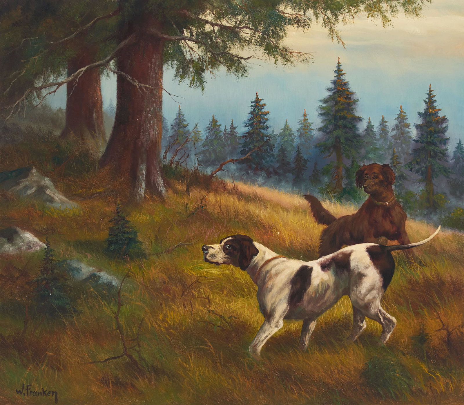 Willi Franken - Pointers: Lot 249 Willi Franken German (1911-1984) Pointers oil on canvas (unstretched) signed lower left 29 1/2 x 34 inches Provenance: From the collection of a fourth-generation New York art gallery