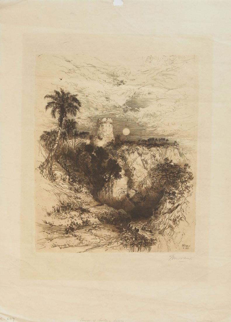 Peter Moran - Tower of Cortez Mexico: Lot 21 Peter Moran American (1841-1914) Tower of Cortez Mexico (1883) etching signed lower right plate: 11 3/4 x 9 7/16 inches Provenance: From a New York Collection