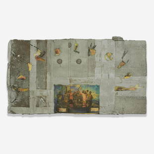 Matheus Rocha Pitta - Laje #70 Duodecimo Assalto: Lot 9 Matheus Rocha Pitta Brazilian (b. 1980) Laje #70 Duodecimo Assalto (2016) concrete and newspaper signed verso 19 x 35 1/2 x 1 1/4 inches Provenance: A Private Brazilian Collection,