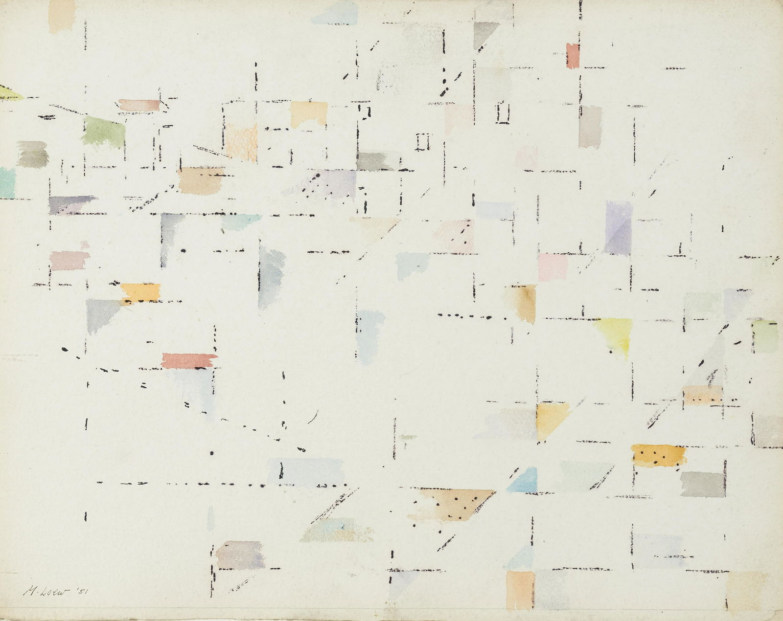 Michael Loew - Untitled: Lot 27 Michael Loew American (1907-1985) Untitled (1951) watercolor on paper signed lower left 15 5/8 x 19 3/4 inches Provenance: from a private collection, by descent from the artist's estate