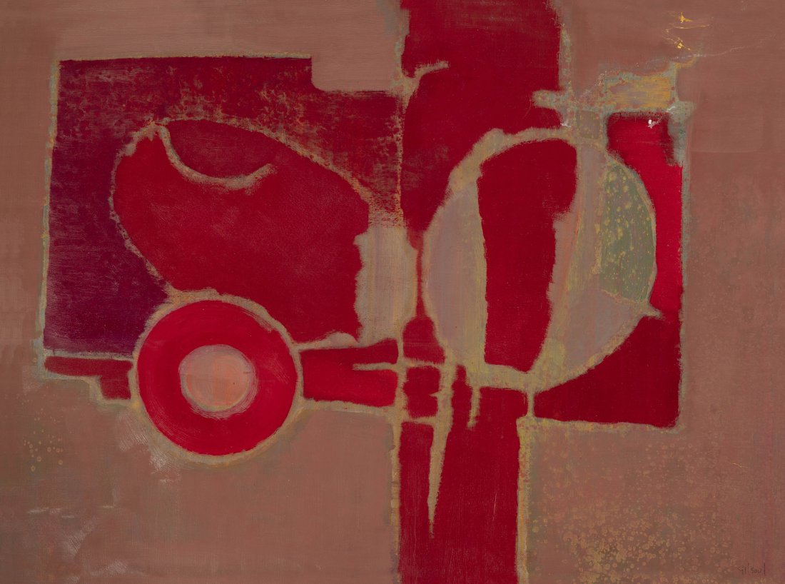 Benoît Gilsoul - Untitled (Warm composition II): Lot 98 Benoît Gilsoul Belgian (1914-2000) Untitled (Warm composition II) oil on paper signed lower right 22 1/2 x 30 inches Provenance: From the estate of Benoît Gilsoul