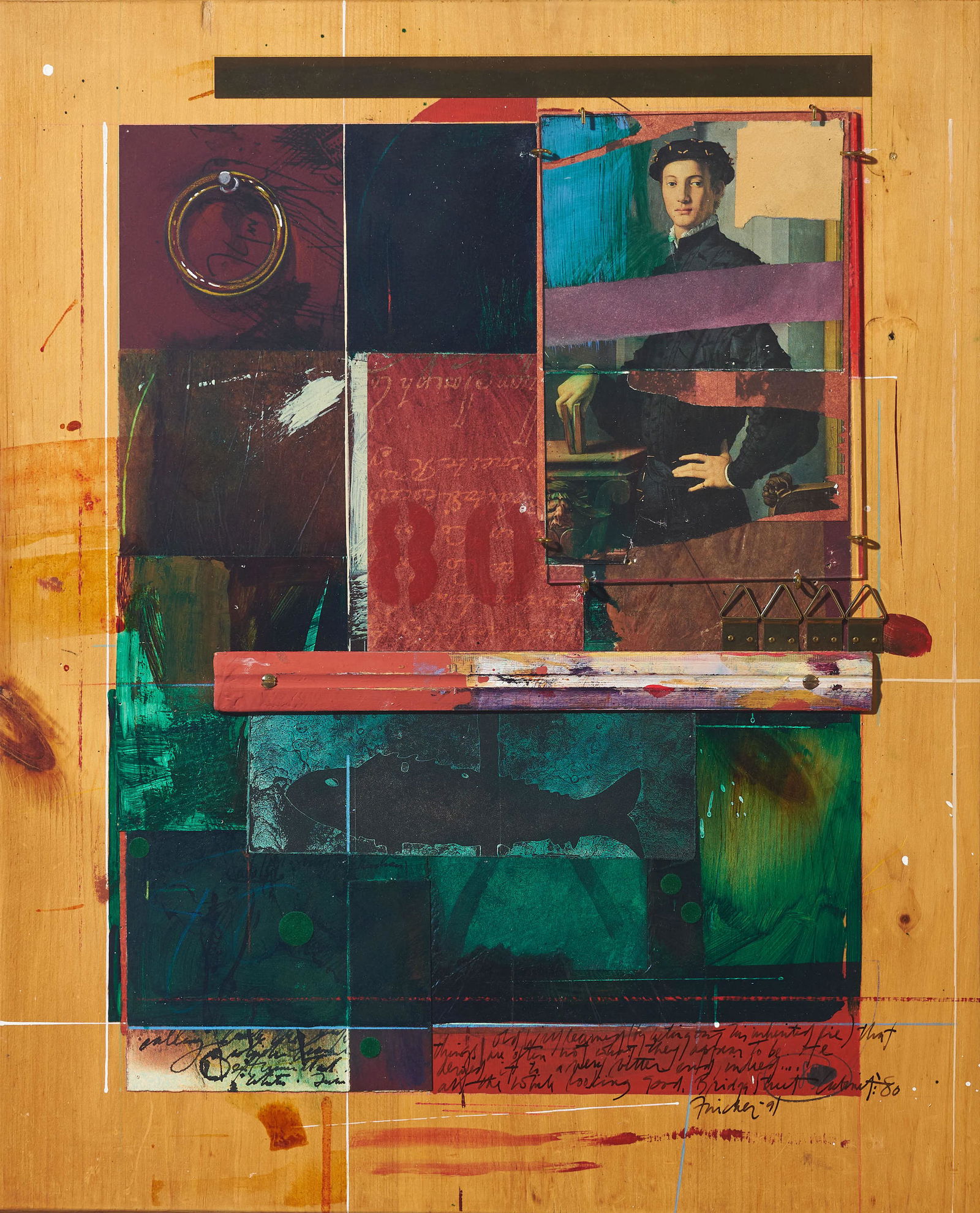 John Fincher - Bridge Street Cabinet: Lot 131 John Fincher American (b. 1941) Bridge Street Cabinet (1980) mixed media, oil, collage, assemblage on wood signed lower right 22 1/2 x 18 inches Provenance: from the collection of Allan Stone