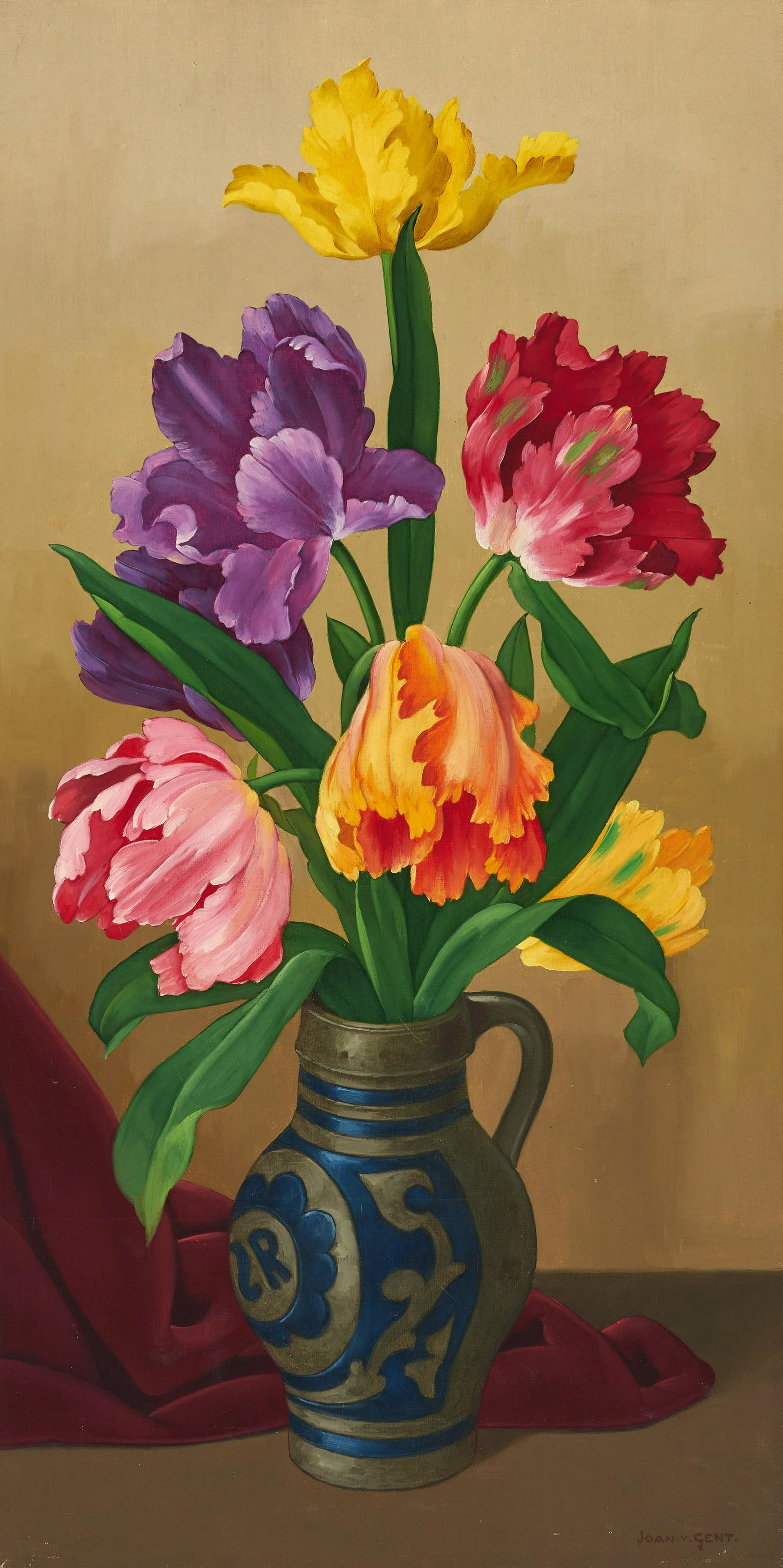 Joan van Gent - Large Tulips Ceramic Pitcher (1 of 2)