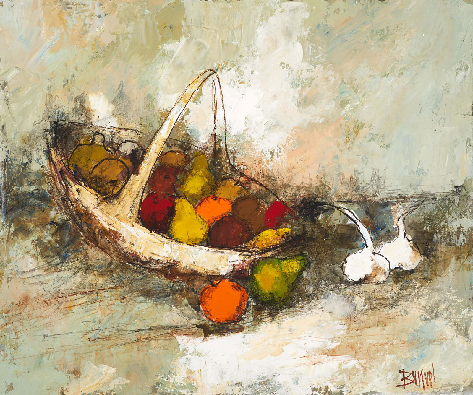 Manuel Monton Bunuel - Still life with Fruit Basket (1 of 2)