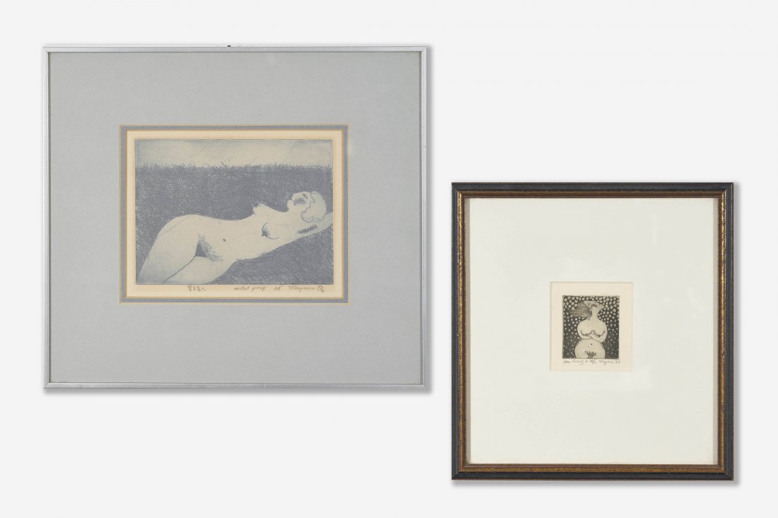 Mayumi Oda - Group, two (2) nude women: Mayumi Oda Japanese b. 1941 Group, two (2) nude women etching each pencil signed, one numbered 26/30, one AP plate (largest): 4 3/4 x 6 3/8 inches