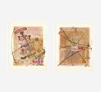 Stephen Andrews - Group, two (2) collage works: Lot 37 Stephen Andrews Canadian (b. 1956) Group, two (2) collage works (1984) collage and watercolor on paper each initialed lower right, signed verso each: 12 1/2 x 9 3/4 inches Provenance: from a pr