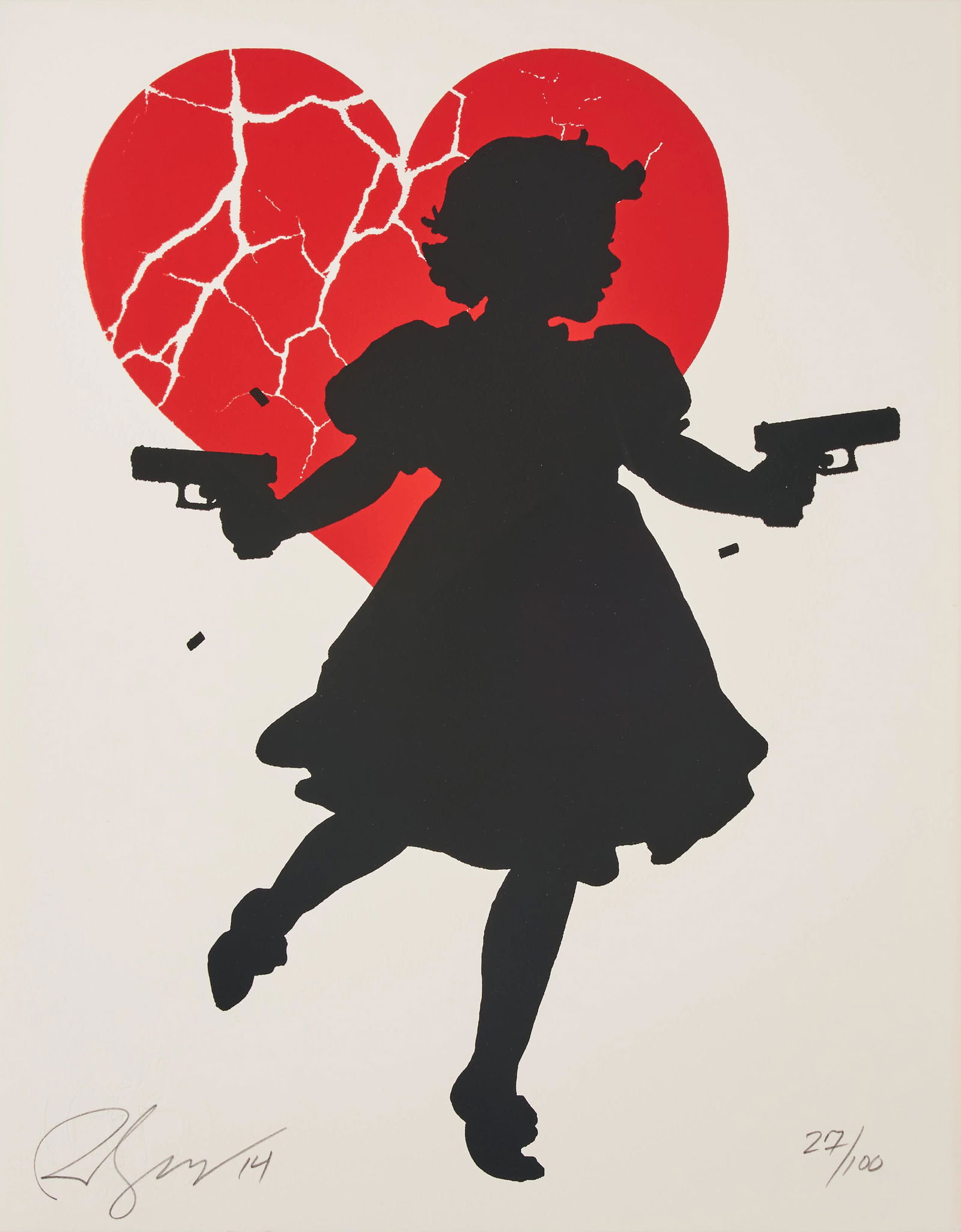 Rene Gagnon - Heartbreaker: Lot 144 Rene Gagnon American (b. 1971) Heartbreaker screen print pencil signed lower left, numbered 27/100 14 x 11 inches Provenance: From a Private New York Collection artists blind stamp lo