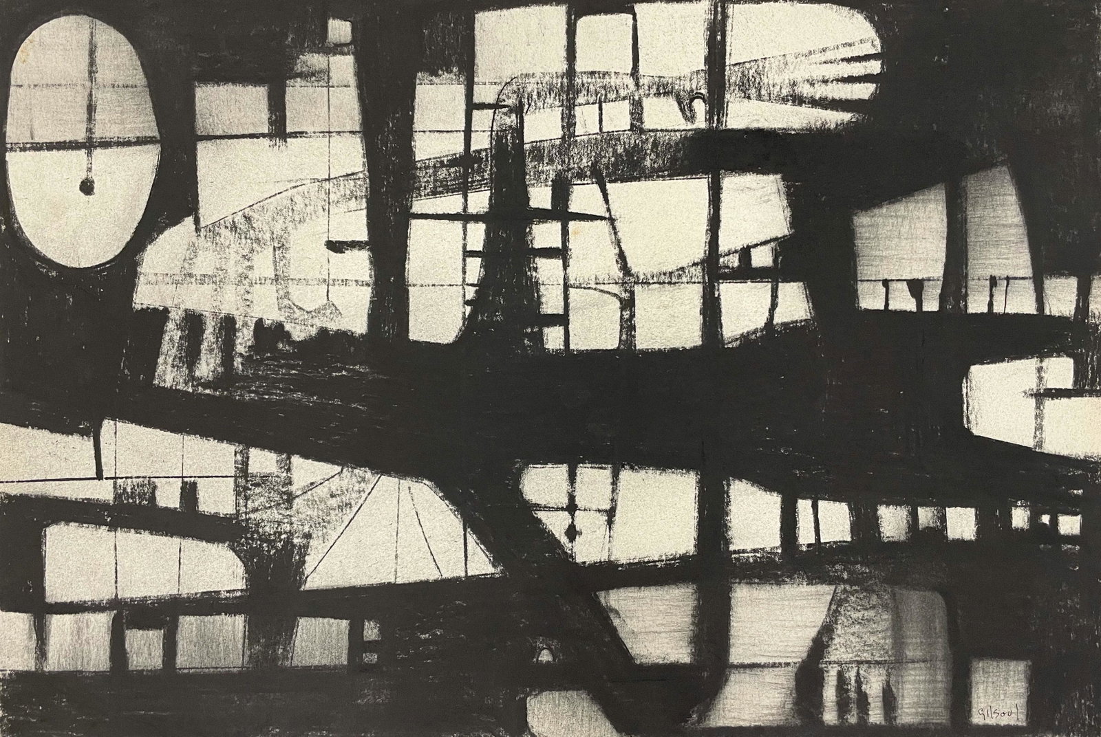 Benoît Gilsoul - Untitled: Lot 96 Benoît Gilsoul Belgian (1914-2000) Untitled charcoal on paper signed lower right 15 x 22 inches Provenance: From the estate of Benoît Gilsoul