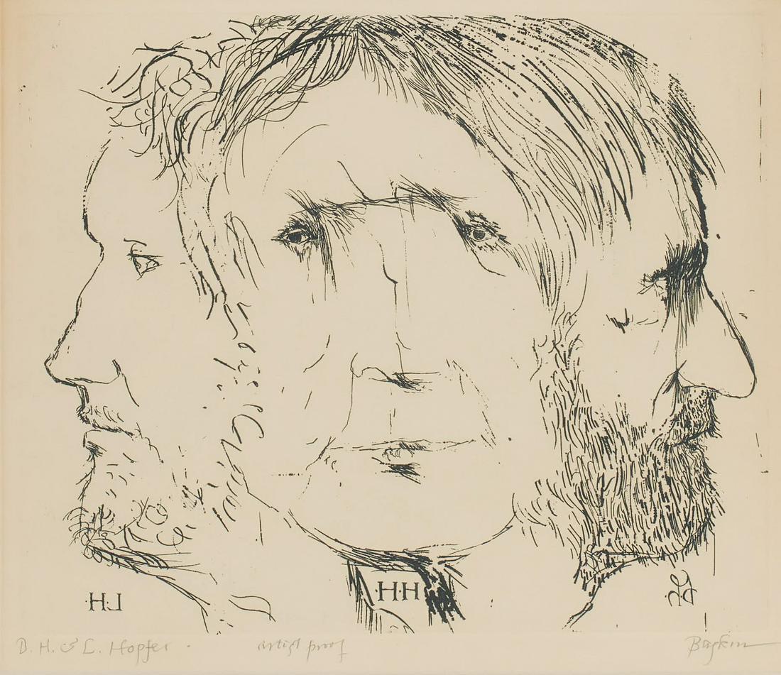 Leonard Baskin - D.H. and L. Hopfer: Lot 58 Leonard Baskin American (1922-2000) D.H. and L. Hopfer etching pencil signed lower right, AP plate: 14 5/8 x 17 5/8 inches Provenance: From The Estate of Leonard Stone