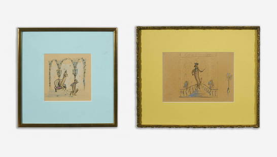 Alexander Warren Montel - Group, Two (2) Illustrations: Lot 17 Alexander Warren Montel (1921-2002) Group, Two (2) Illustrations watercolor and ink on paper sight (largest): 10 1/2 x 15 inches Provenance: From a private collection