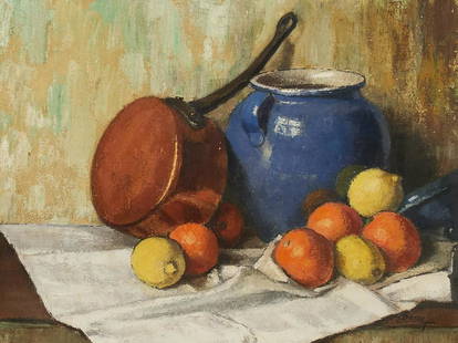 Unknown Artist - Untitled (Still life with oranges): Lot 18 Unknown Artist (XX/XXI) Untitled (Still life with oranges and lemons) oil on canvas signed indistinctly lower right 18 x 24 inches Provenance: from a private Alpine, New Jersey collection