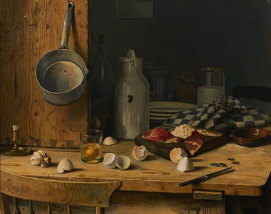 Robert Knaus - Untitled (Eggshells): Lot 20 Robert Knaus Austrian (1900-1975) Untitled (Eggshells) oil on board signed lower right sight: 20 1/8 x 25 1/4 inches Provenance: from a private Alpine, New Jersey collection