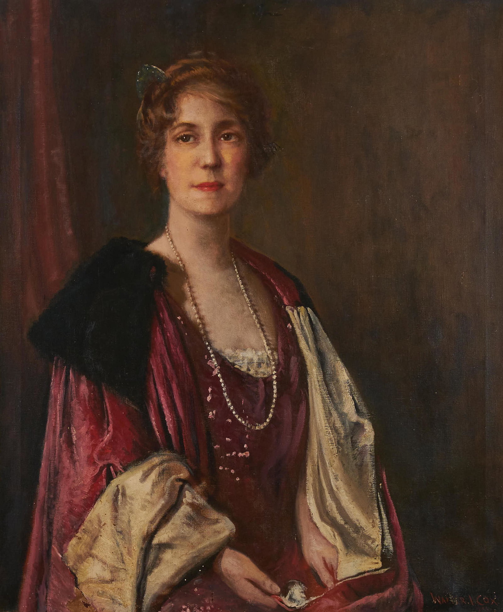 Walter I. Cox - Untitled (Portrait of a woman): Lot 26 Walter I. Cox American (1866-1930) Untitled (Portrait of a woman) oil on canvas signed lower right 36 x 30 inches