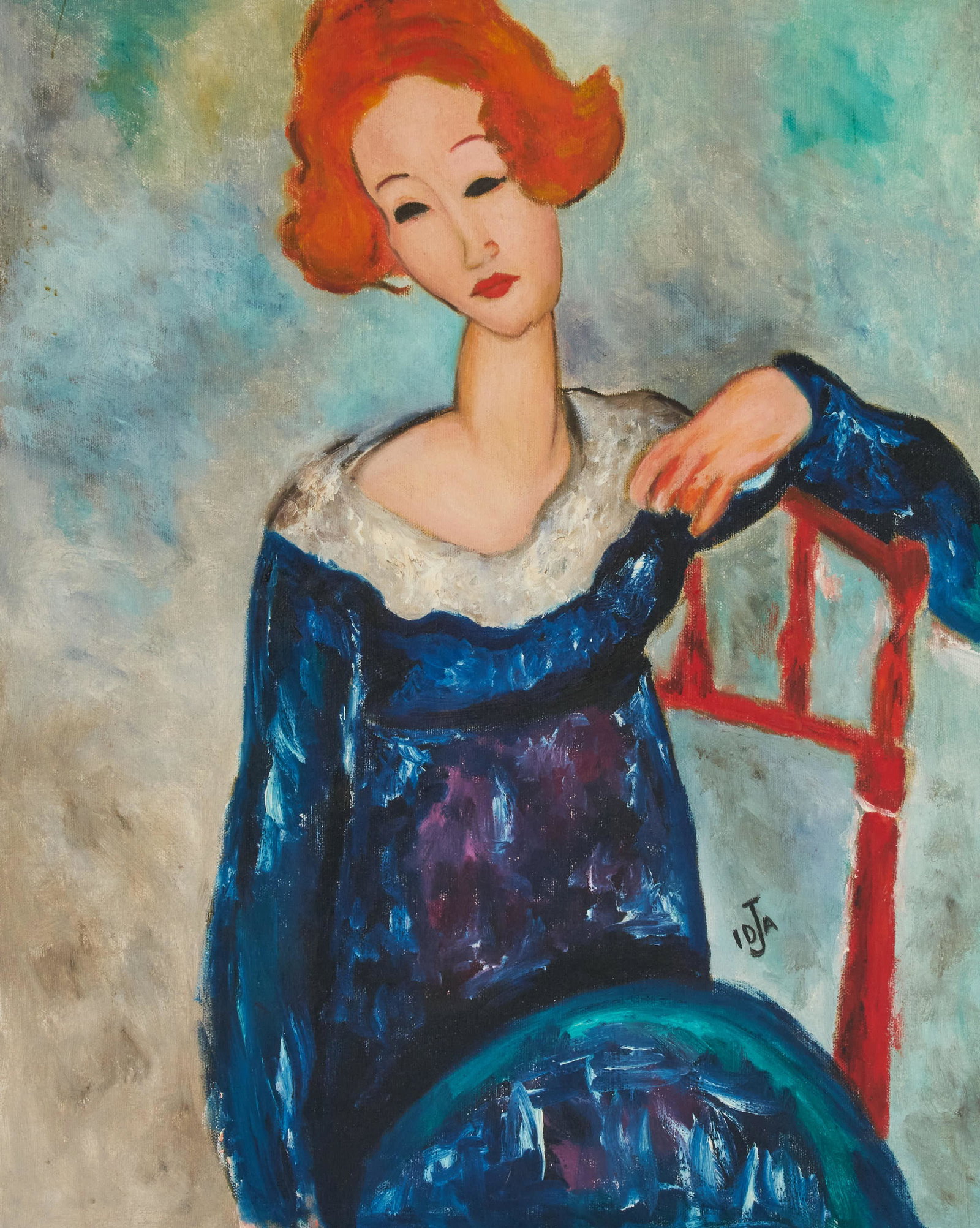 Unknown Artist - Untitled (Modigliani woman): Lot 70 Unknown Artist (XX/XXI) Untitled (Modigliani woman) oil on canvas signed indistinctly lower right 20 x 16 inches Provenance: From a private collection