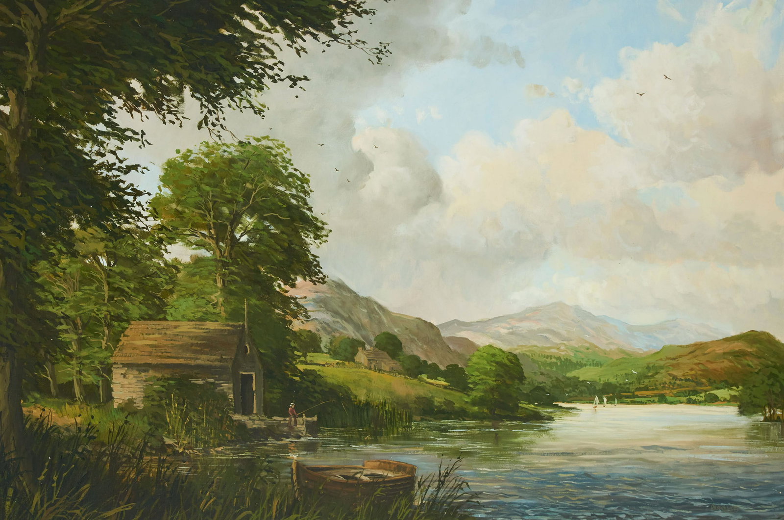 Richard Wood - Gone Fishing: Lot 112 Richard Wood British (b. 1950) Gone Fishing oil on canvas (unstretched) signed lower right 25 1/4 x 38 inches Provenance: From the collection of a fourth-generation New York art gallery