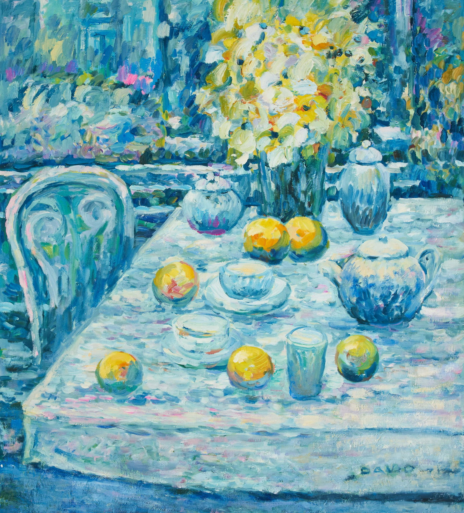 David Krayem - Still life in the Garden: Lot 156 David Krayem Iraqi (b. 1928) Still life in the Garden oil on canvas (unstretched) signed lower right 33 1/2 x 30 1/4 inches Provenance: From the collection of a fourth-generation New York ar