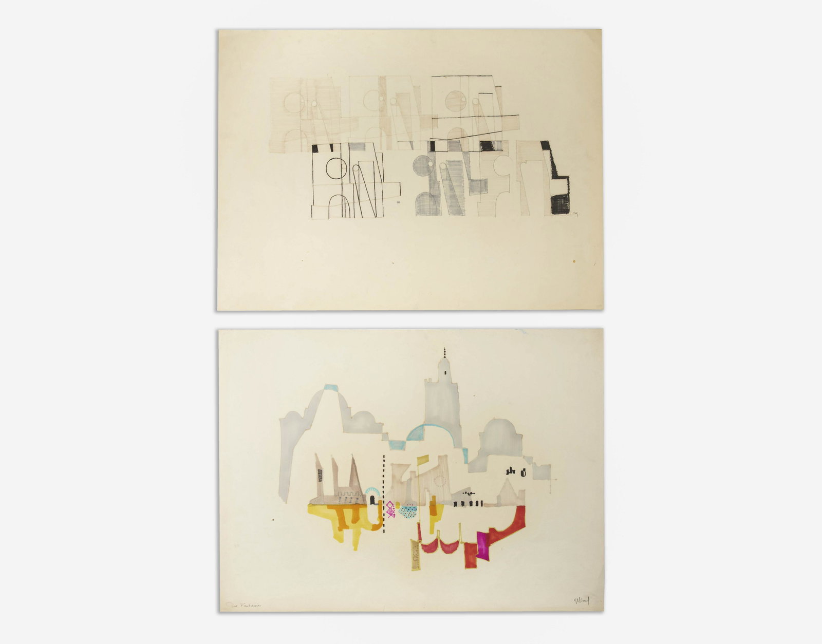 Benoît Gilsoul - Works on Paper (2): Lot 148 Benoît Gilsoul Belgian (1914-2000) Works on Paper (2) felt pen on paper each signed each: 22 x 30 inches Provenance: From the estate of Benoît Gilsoul lot includes two works