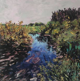 Rebecca Perehudoff (b. 1953) - Blue and Rose Stream: Lot 22 Rebecca Perehudoff (b. 1953) Blue and Rose Stream (2018) Acrylic on canvas 36” x 36” inches Donated by The Artist This item ships from NY 10011 10% of the net proceeds of the sale of t