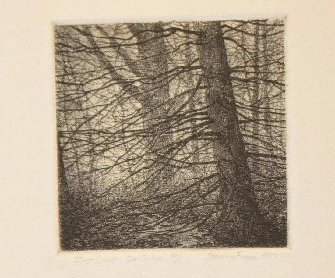 Stephen Fisher (b. 1954) - First Light: Lot 39 Stephen Fisher (b. 1954) First Light (1982-1987) Etching Signed lower right, Edition Artist proof, from edition of 20 3.375” x 3.375” inches Donated by Charles M. Young of Charles M. Young 
