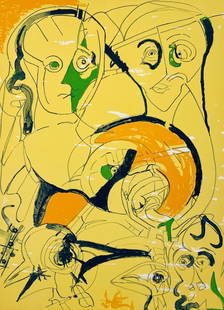 Herbert Gentry - Faced Face: Lot 21 Herbert Gentry American (1919-2003) Faced Face lithograph pencil signed lower right, numbered 5/99 image: 26 1/2 x 19 inches sheet: 30 x 22 3/8 inches Provenance: From the estate of Bruce