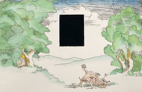 Henry Pearson - Cain & Abel: Lot 3 Henry Pearson American (1914-2006) Cain & Abel (1980) hand colored etching pencil signed lower right, AP plate: 4 1/2 x 6 7/8 inches sheet: 14 x 16 inches Provenance: from a private collection