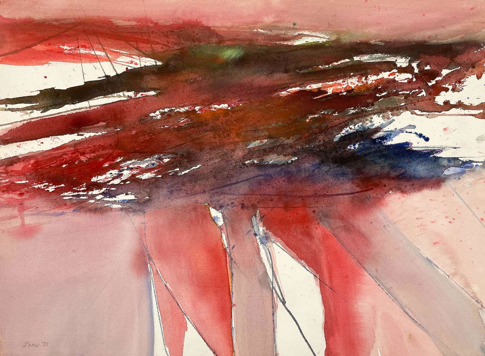 Michael Loew - Aftermath: Lot 14 Michael Loew American (1907-1985) Aftermath (1973) watercolor on paper signed lower left 22 1/4 x 30 inches Provenance: from a private collection, by descent from the artist's estate