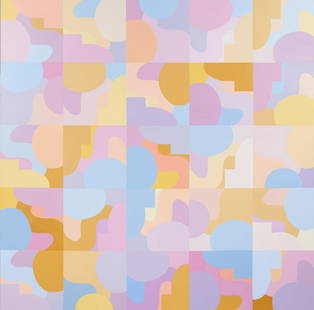 Jane Breskin Zalben - Grid Ideograph / Abstract: Lot 18 Jane Breskin Zalben American (b. 1950) Grid Ideograph / Abstract Letterforms (1971) acrylic, gesso on canvas signed verso 50 x 50 inches Provenance: collection of the artist featured on