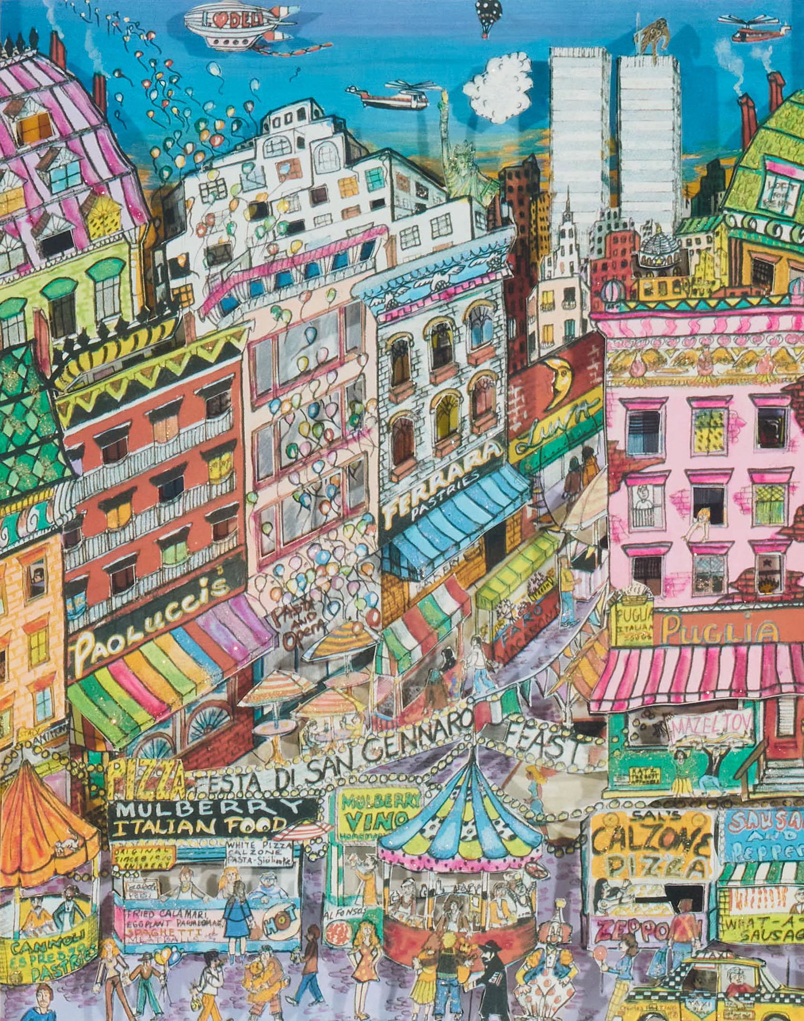 Charles Fazzino - Little Italy: Lot 110 Charles Fazzino American (b. 1955) Little Italy 3D serigraph with glitter embellishments pencil signed lower right, numbered 98/475 8 x 6 inches Provenance: From a private New York collection