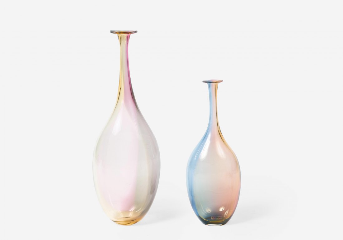 Kjell Engman - Pair of Vases: Lot 66 Kjell Engman for Kosta Boda Swedish (b. 1946) Pair of Vases glass large: 14 1/12 x 5 1/2 x 4 inches small: 10 3/4 x 4 x 3 1/2 inches Provenance: from a private New York collection