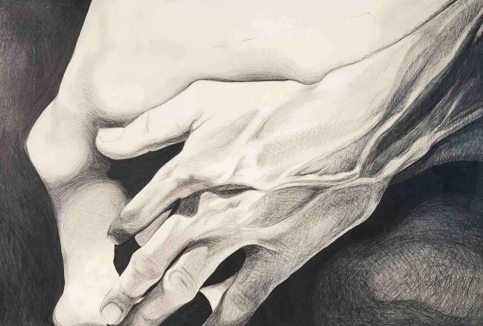 Lowell Nesbitt - John Becksttand: Lot 2 Lowell Nesbitt American (1933-1993) John Becksttand (1977) graphite on paper signed lower right sight: 30 1/4 x 44 inches Provenance: from the estate of Lowell Nesbitt