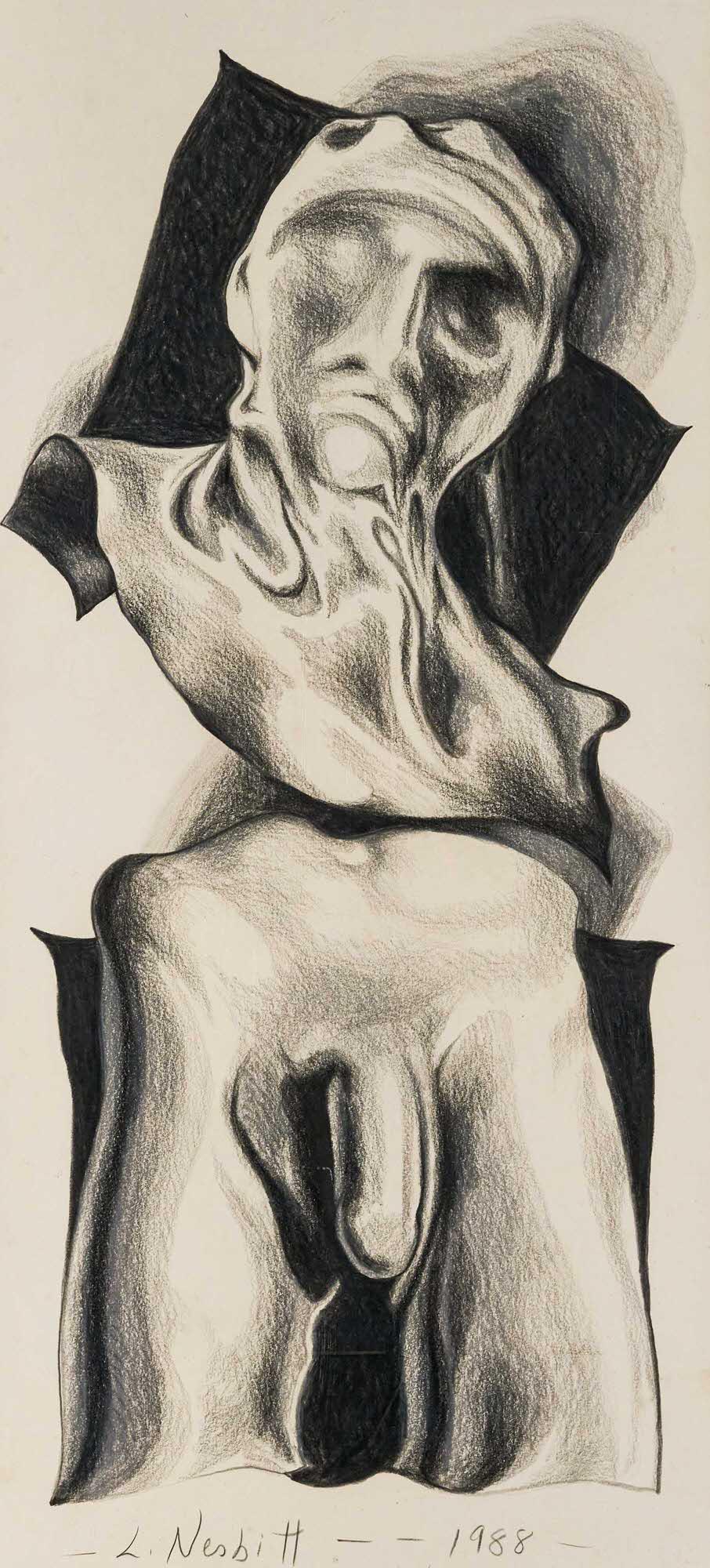 Lowell Nesbitt - Untitled (Draped Fragments): Lot 8 Lowell Nesbitt American (1933-1993) Untitled (Draped Fragments) (1988) graphite, charcoal, and pastel on paper signed lower left sheet: 33 x 15 1/4 inches Provenance: from the estate of Lowell N