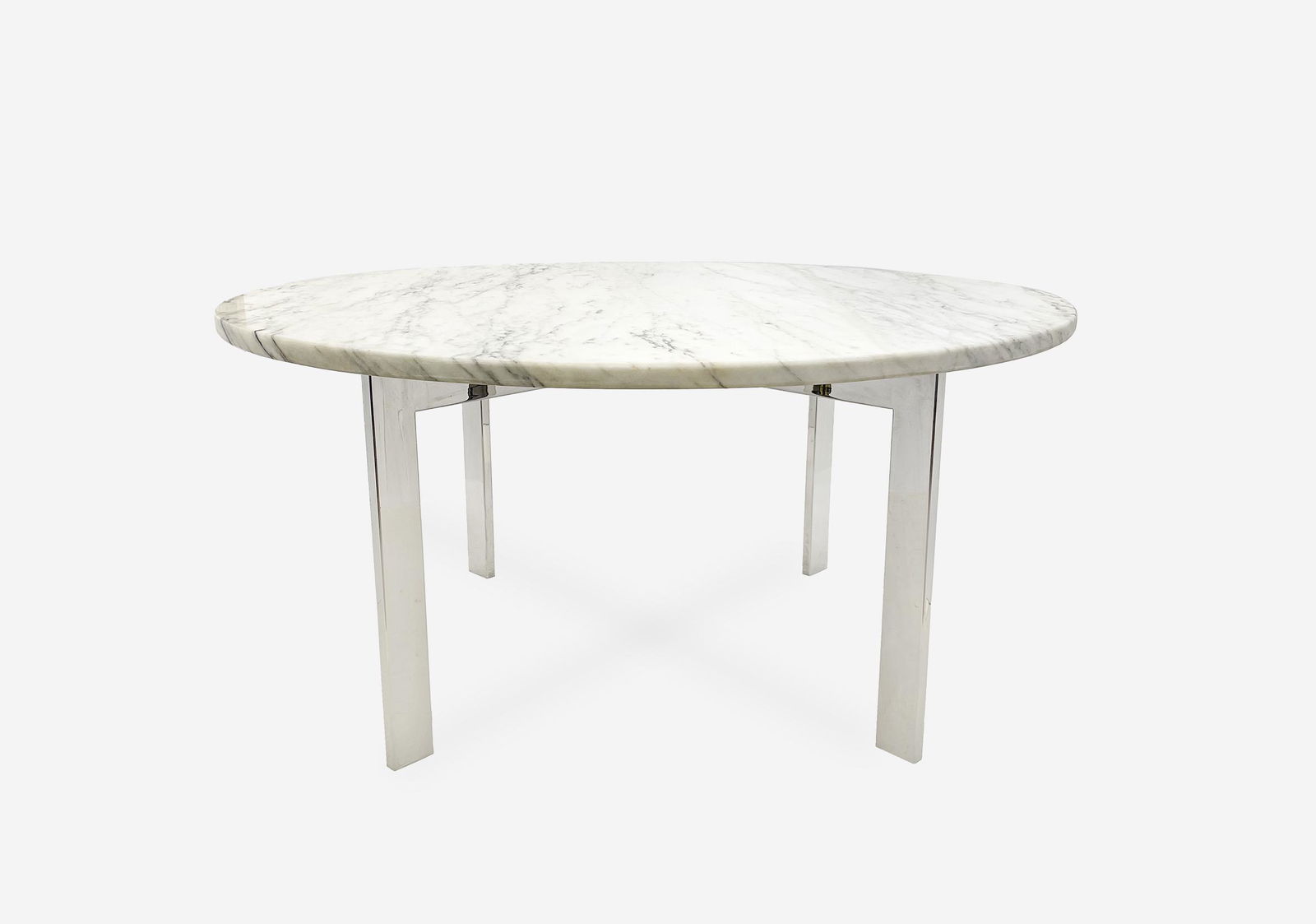 Round marble and chromed steel  modern dining table (1 of 4)
