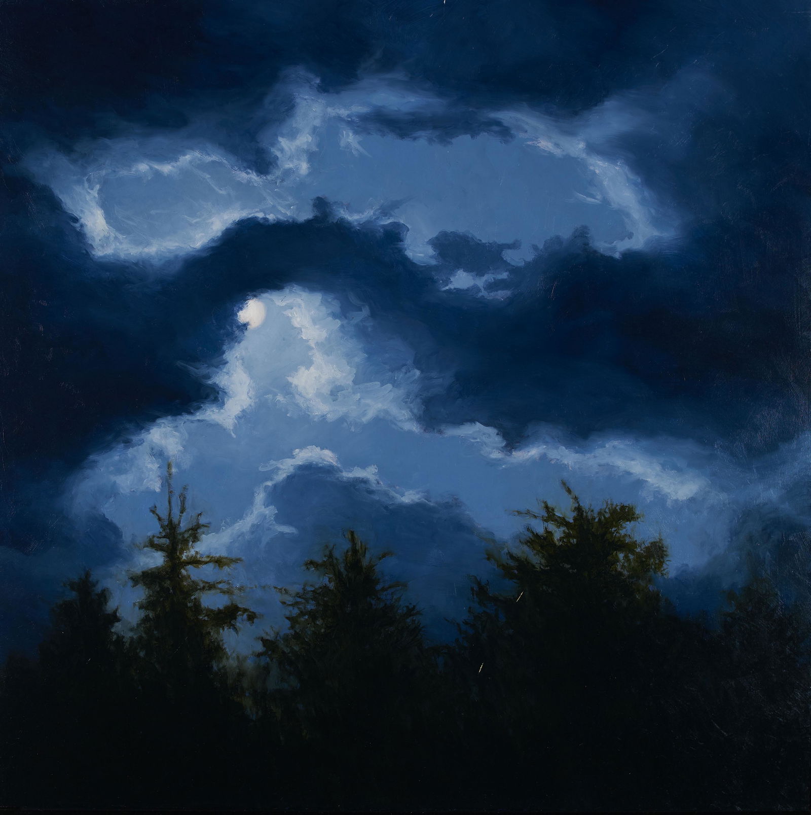 Denny Holland - Full Moon Fever: Lot 143 Denny Holland American (20th Century) Full Moon Fever (2017) oil on board signed verso 18 x 18 inches Provenance: From a Private New York collection