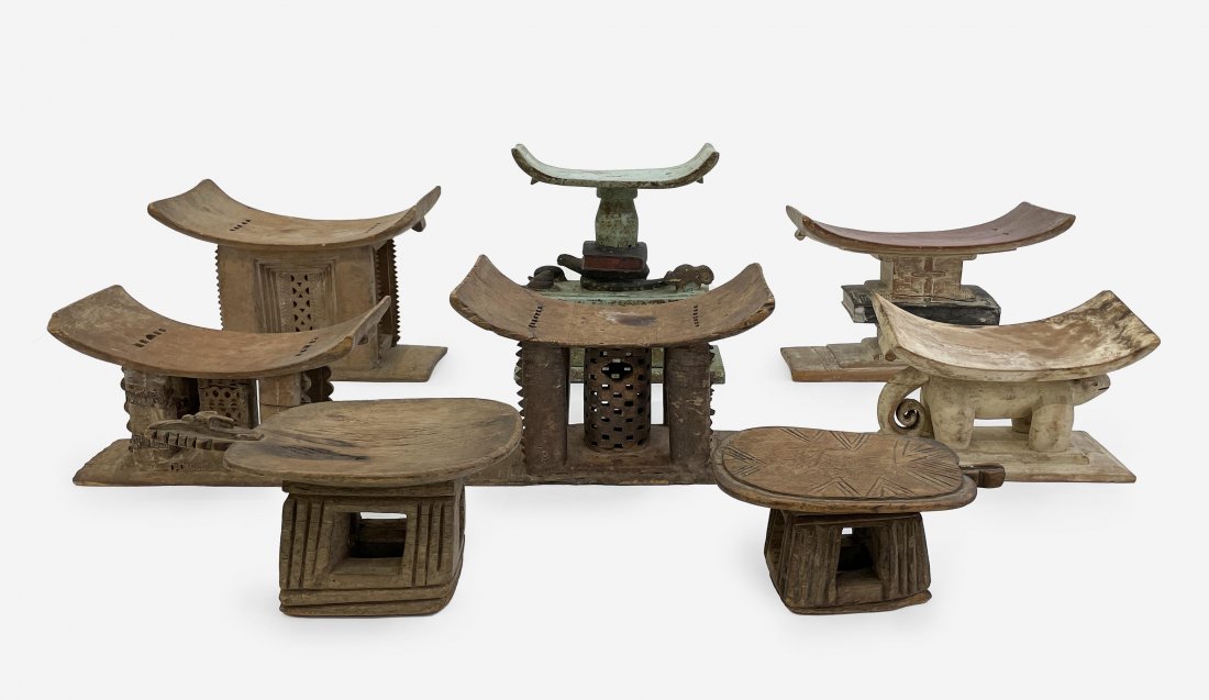Group of 8 decorative African stools (1 of 5)