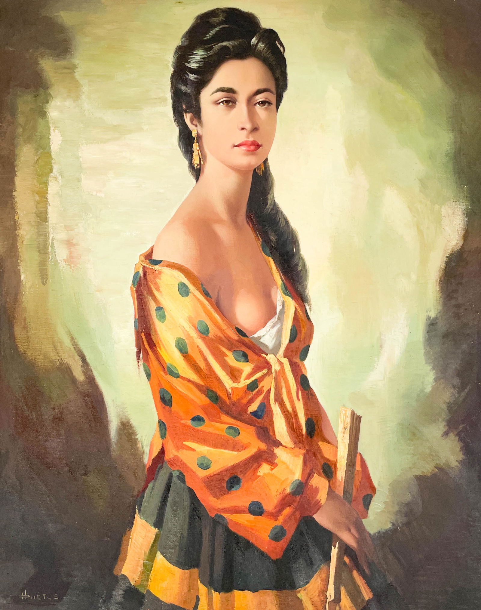 Domingo Huetos - Woman with Blue Polka Dot Dress (1 of 4)