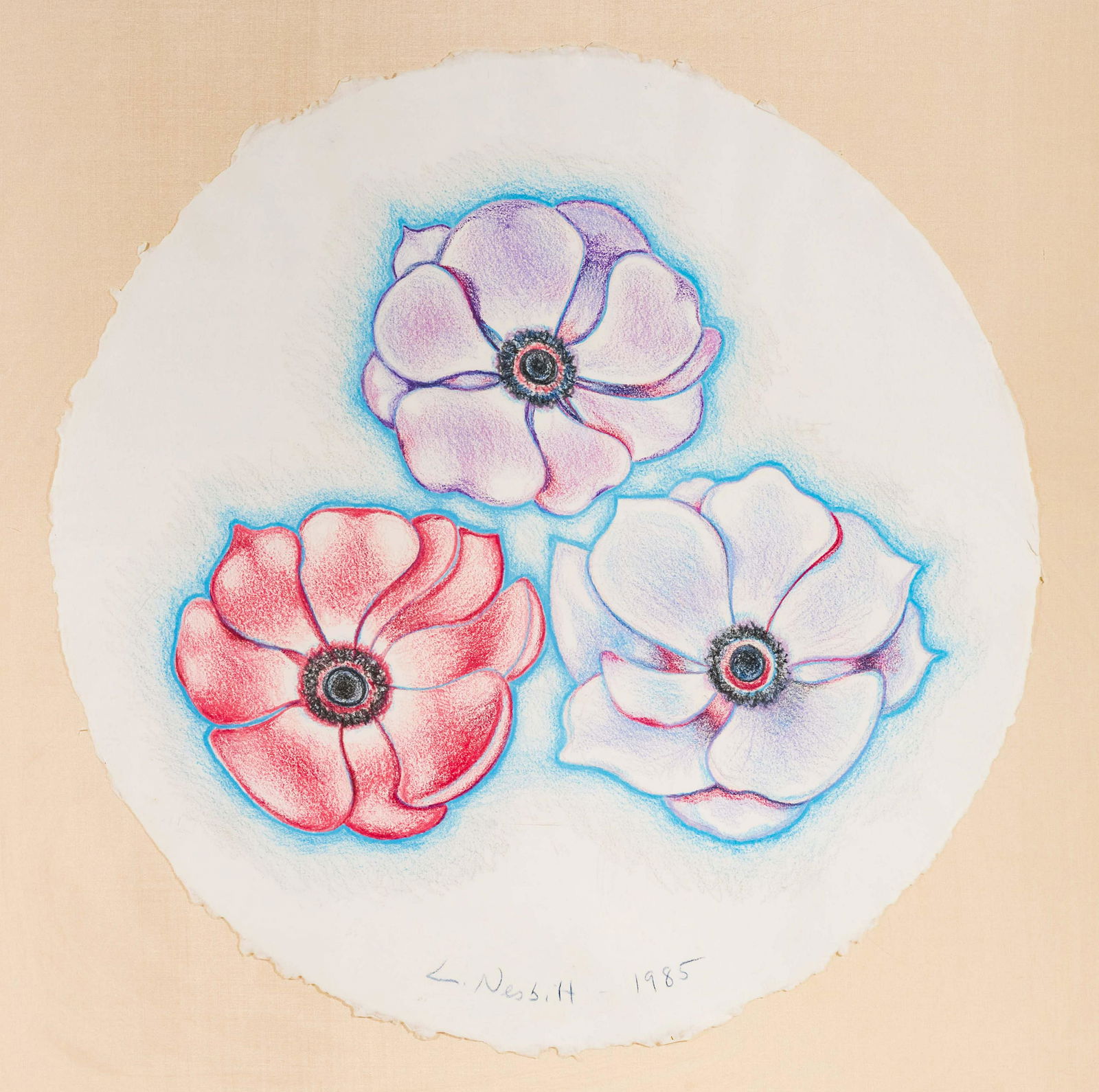 Lowell Nesbitt - Three Single Anemones (1 of 3)