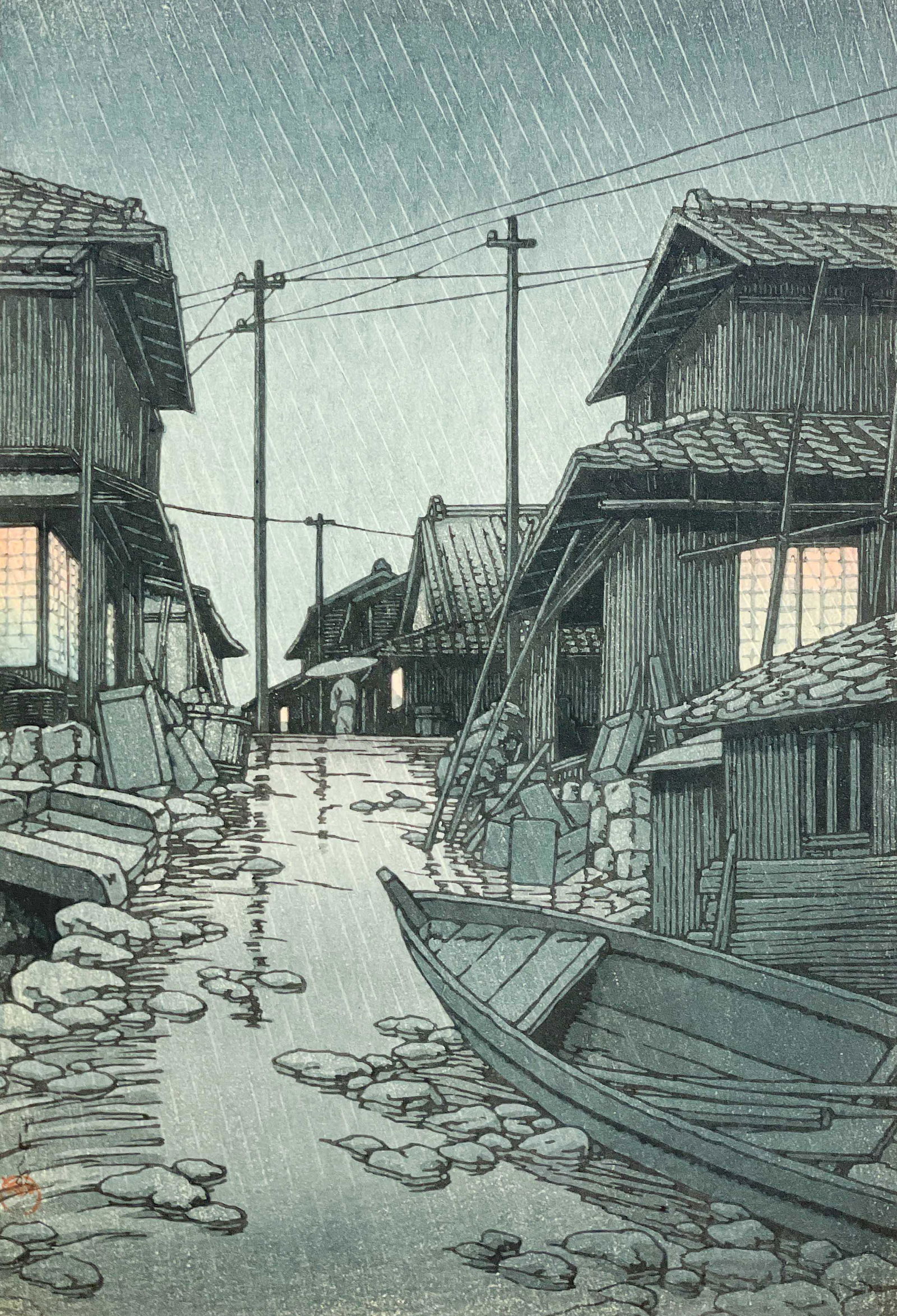 Hasui Kawase - Evening Rain at Kawarago (1 of 3)