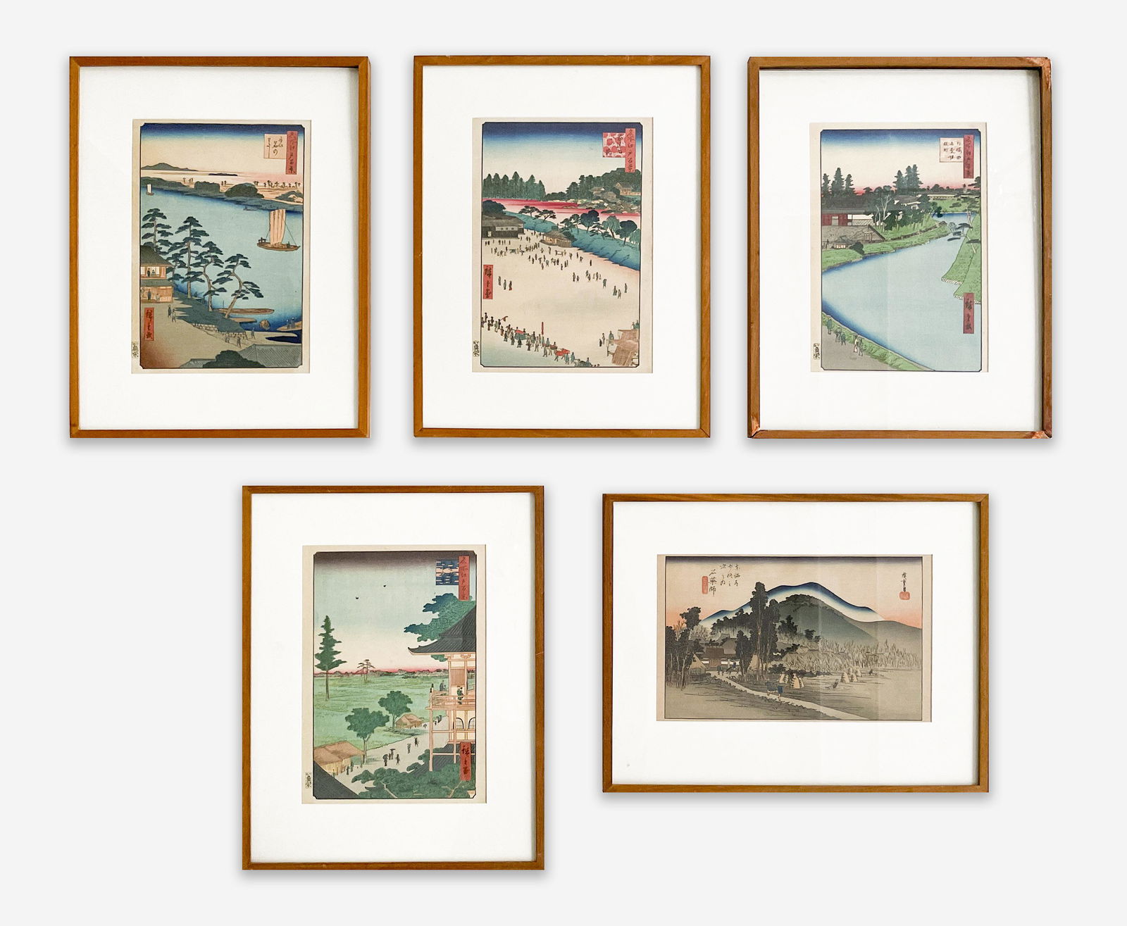 Utagawa Hiroshige - Group of 5 Japanese Woodblock (1 of 4)