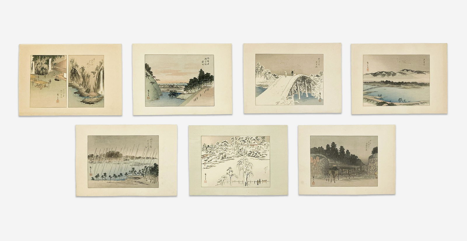 Group of 7 Japanese Woodblock Prints of Landscapes at (1 of 4)