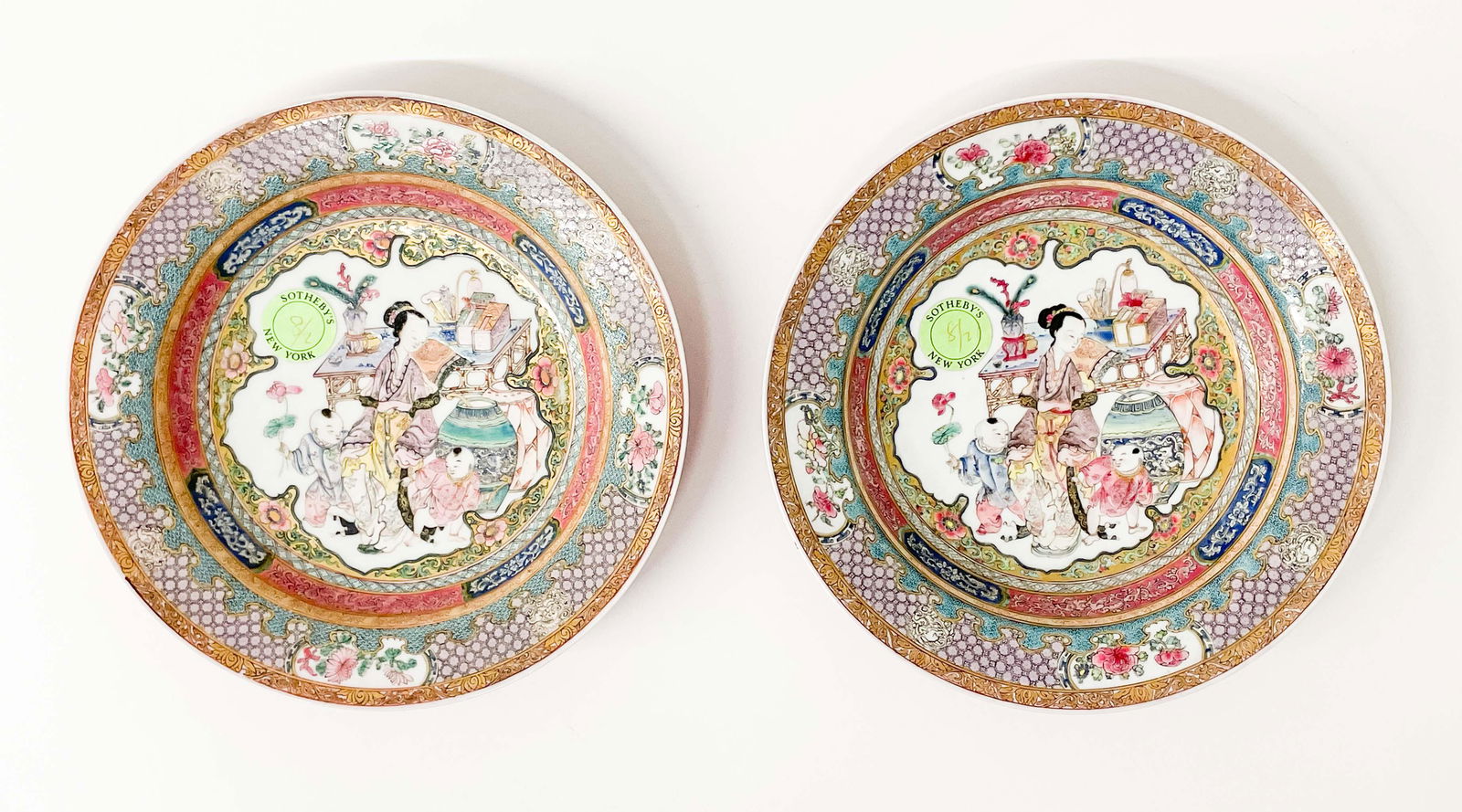Pair of Chinese Famille Rose Ruby-Back Plates (1 of 5)