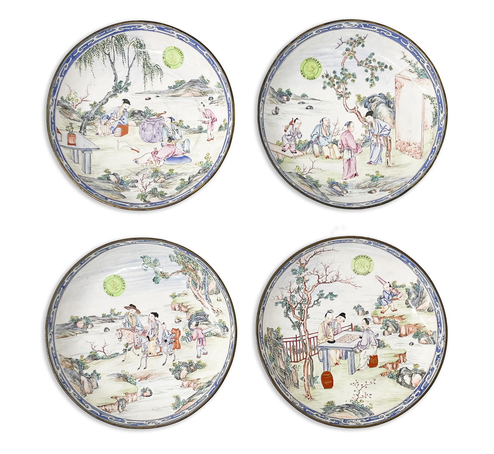 Set of Four Chinese Canton Enamel Dishes (1 of 6)