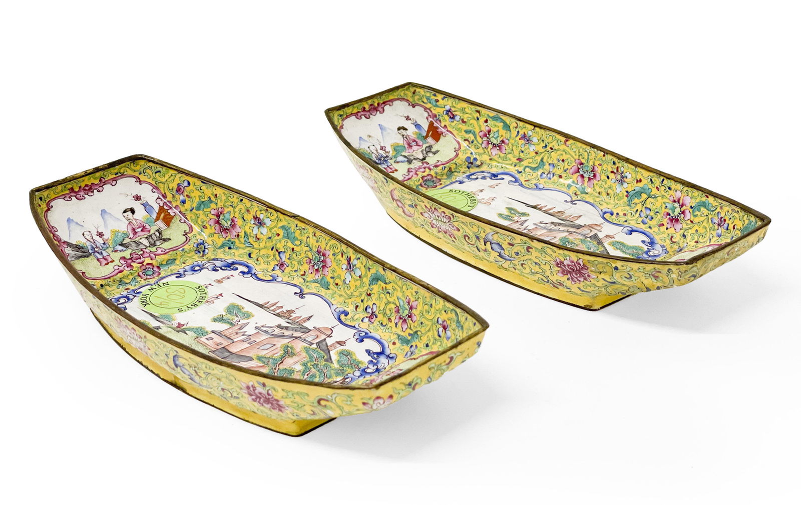 Pair of Yellow Canton Enamel Dishes (1 of 4)