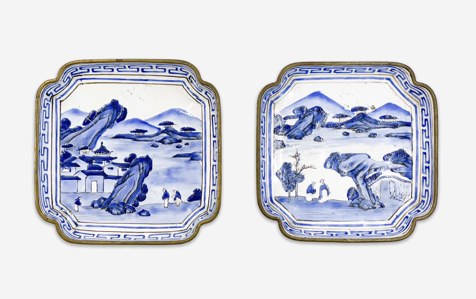 Two Chinese Canton Enamel Blue and White Dishes (1 of 4)