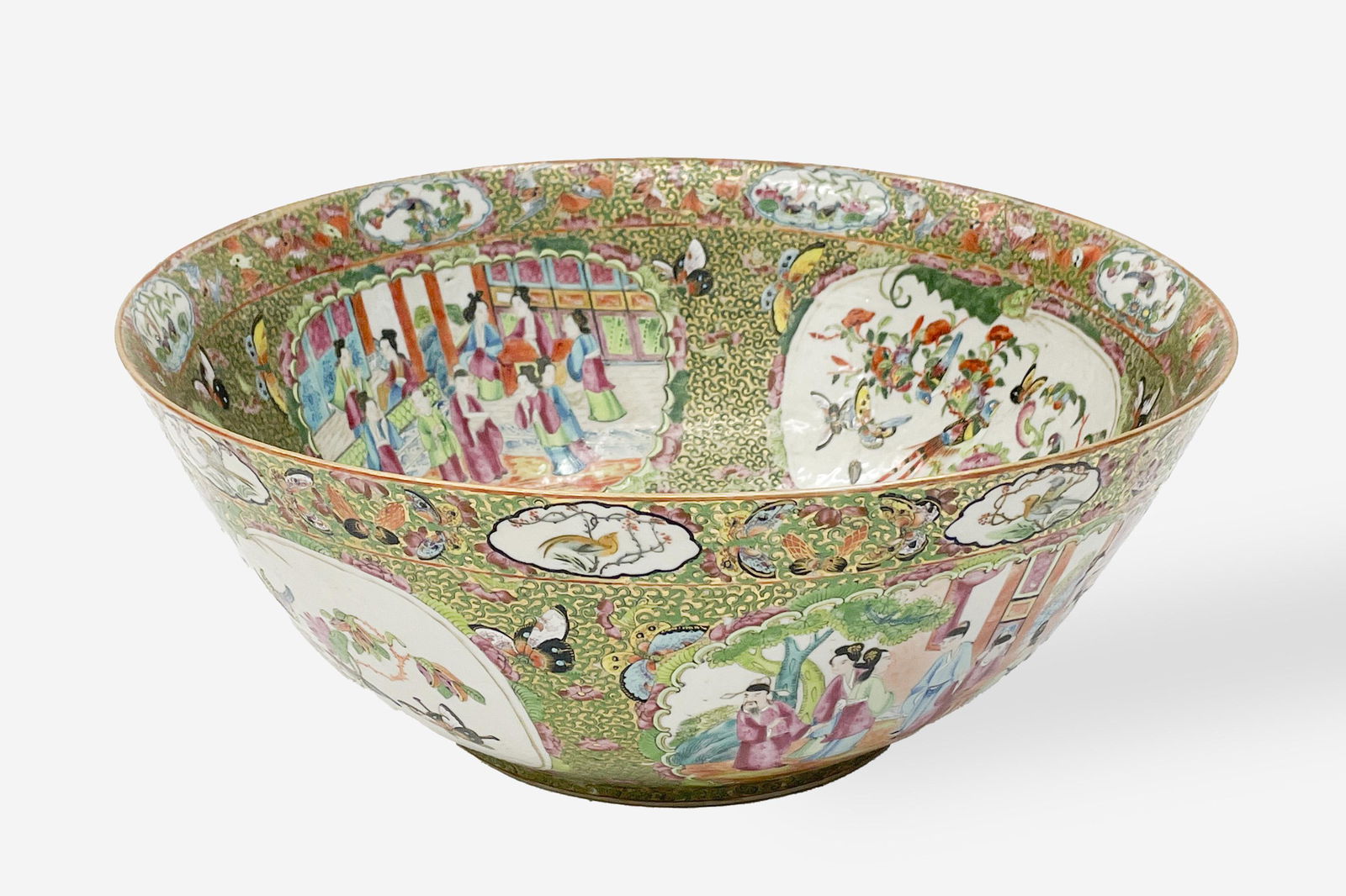 Large Chinese Rose Medallion Bowl, 19th Century (1 of 3)