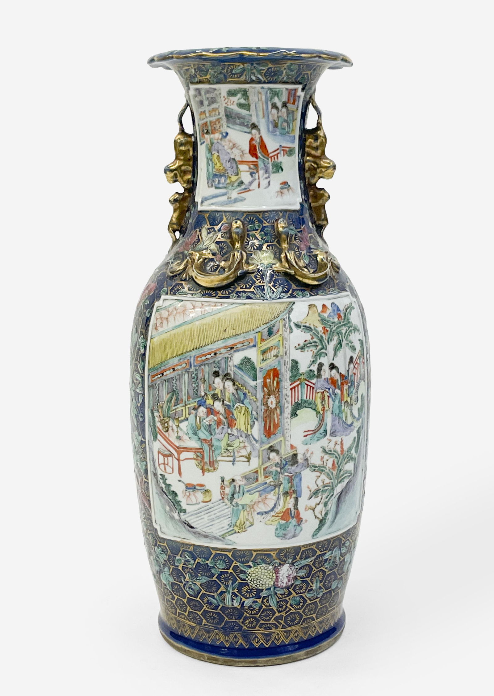 Chinese Export Blue Ground Famille Verte Vase (1 of 5)