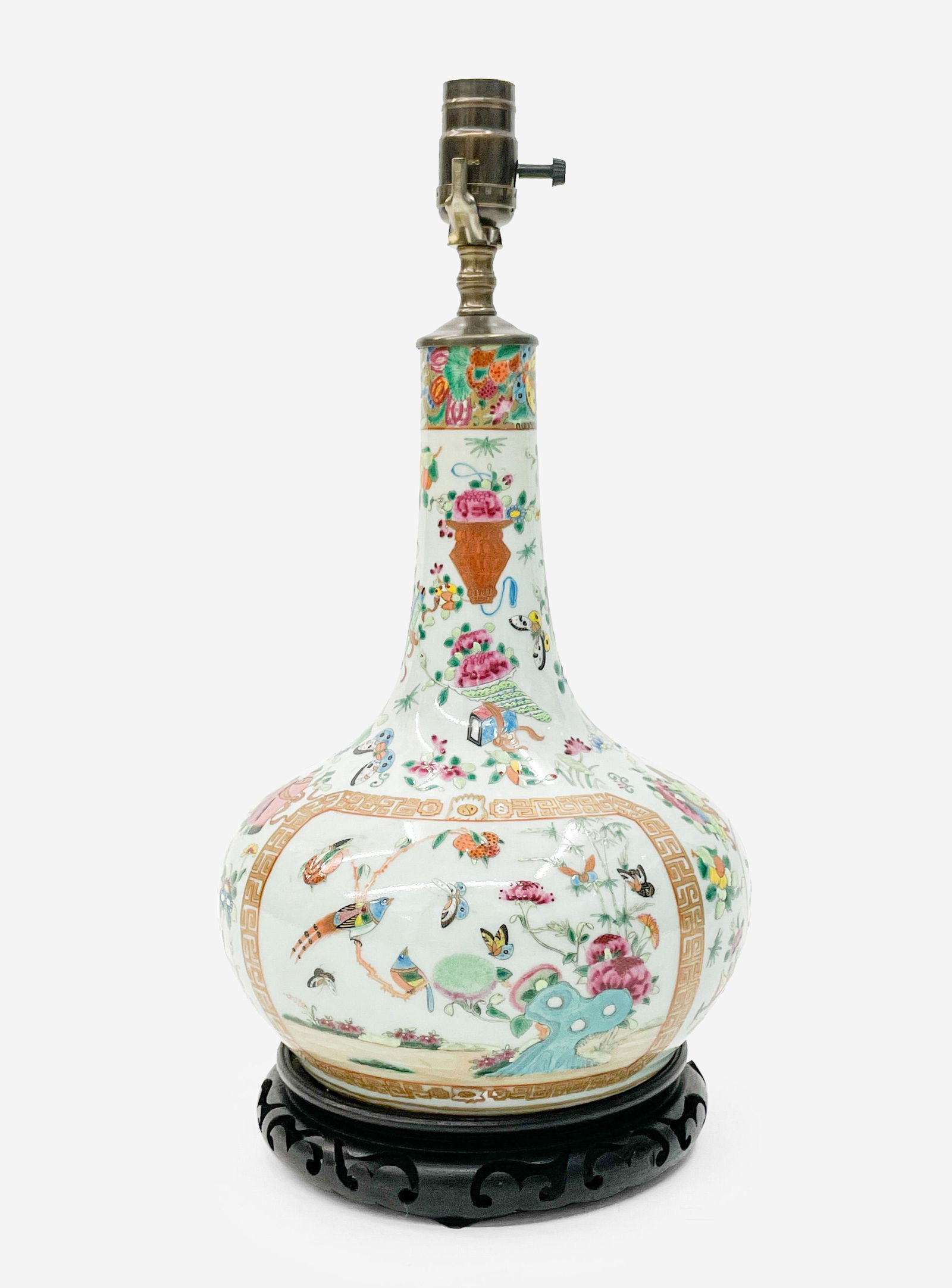 Chinese Porcelain Famille Rose Vase mounted as Lamp (1 of 3)